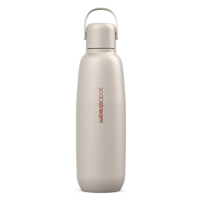 SodaStream Fizz & Go Cool Stainless Steel Double Insulated Carbonated Drinks Bottle 0.9 Litre Sand