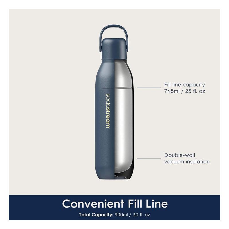 SodaStream Fizz & Go Cool Stainless Steel Double Insulated Carbonated Drinks Bottle 0.9 Litre Sand