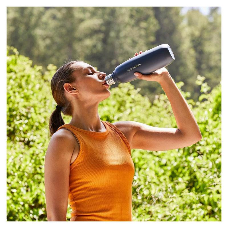 SodaStream Fizz & Go Cool Stainless Steel Double Insulated Carbonated Drinks Bottle 0.9 Litre Storm Blue