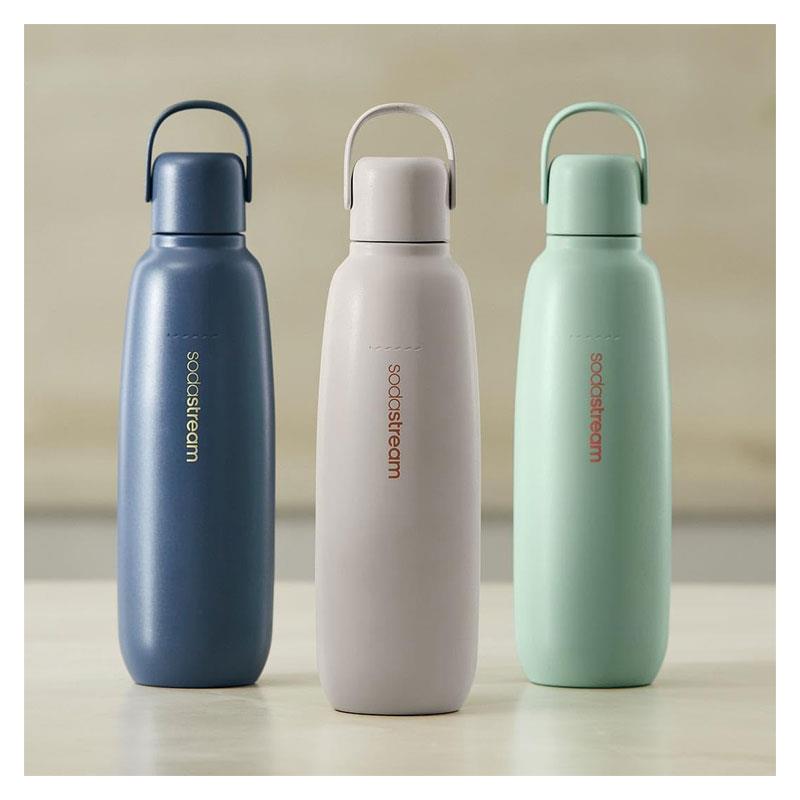 SodaStream Fizz & Go Cool Stainless Steel Double Insulated Carbonated Drinks Bottle 0.9 Litre Storm Blue