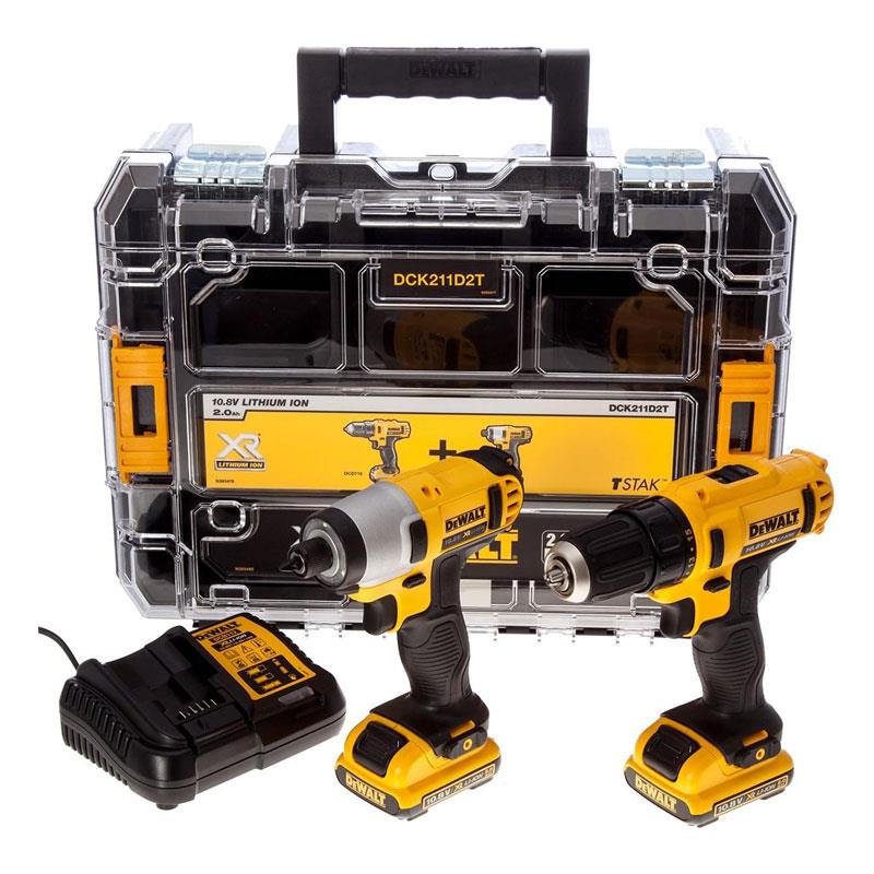 DeWalt 12V XR Sub-Compact Twin Pack Impact And Drill Driver Kit 2 x 2.0Ah Li-ion Multi-Voltage Charger TSTAK Toolbox Main image