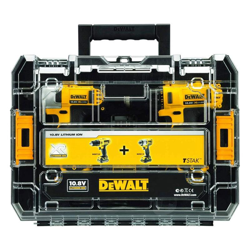 DeWalt 12V XR Sub-Compact Twin Pack Impact And Drill Driver Kit 2 x 2.0Ah Li-ion Multi-Voltage Charger TSTAK Toolbox