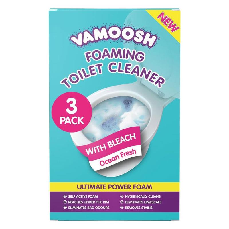 Vamoosh Foaming Toilet Cleaner 3 Sachets Bleach For Stains Limescale Odours Main image