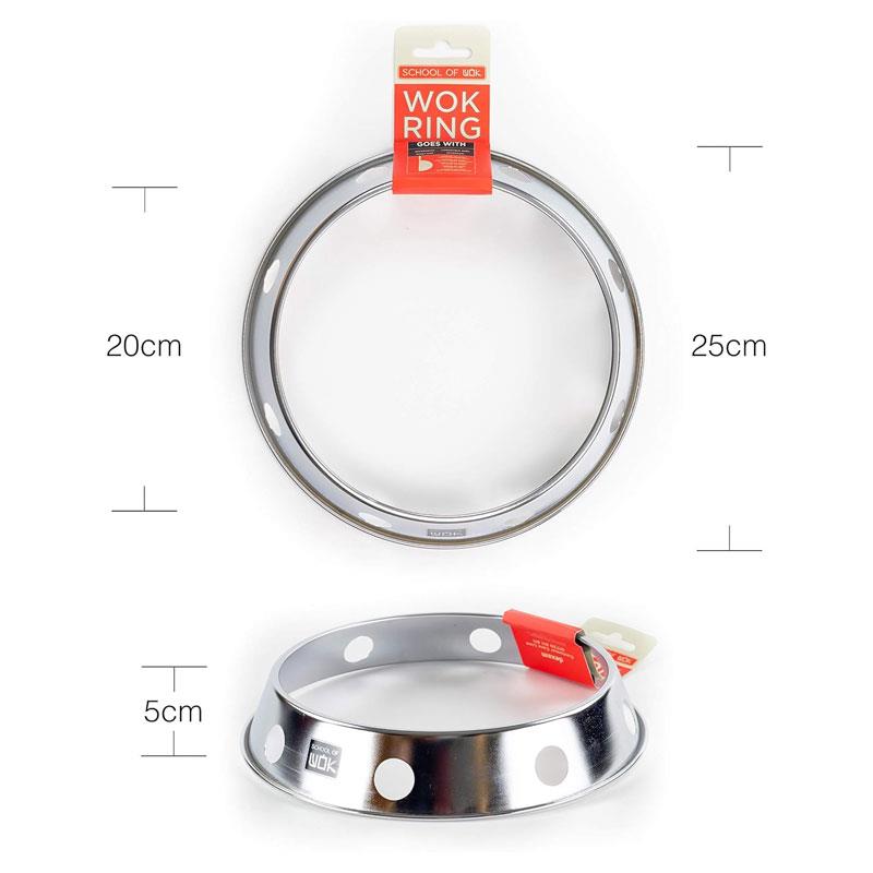 School of Wok 10'/25cm Stainless Steel Wok Ring Round Bottom Wok Silver