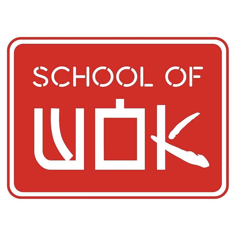 School of Wok 10.5'/27cm Non-Stick Carbon Steel Wok Flat Bottom Bamboo Handle Silver