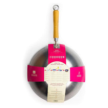 School of Wok 12'/30cm Carbon Steel Wok Flat Bottom Bamboo Handle Silver