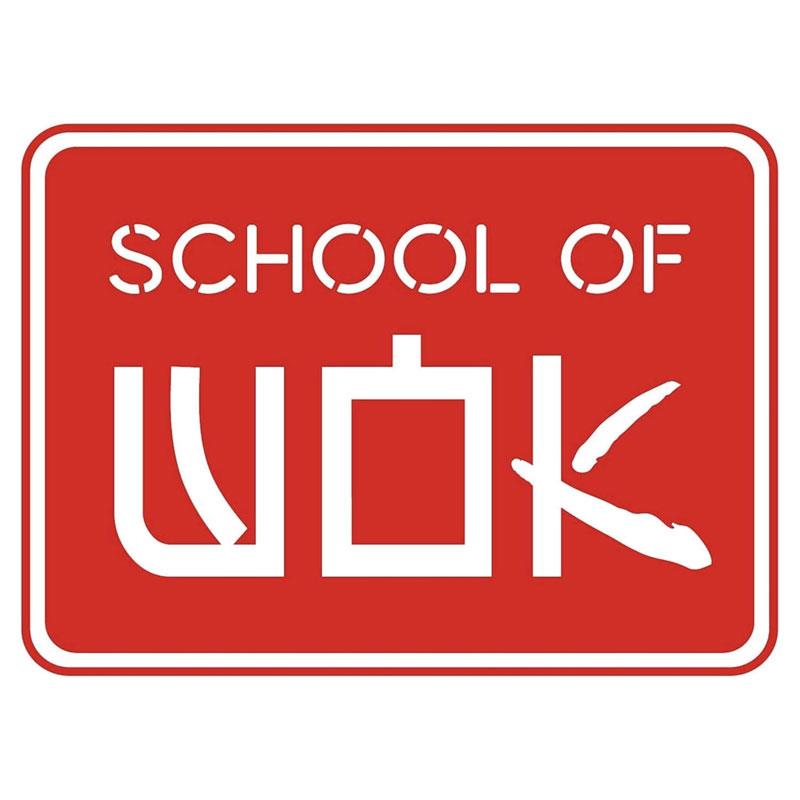 School of Wok 12'/30cm Non-Stick Carbon Steel Wok Flat Bottom Bamboo Handle Silver