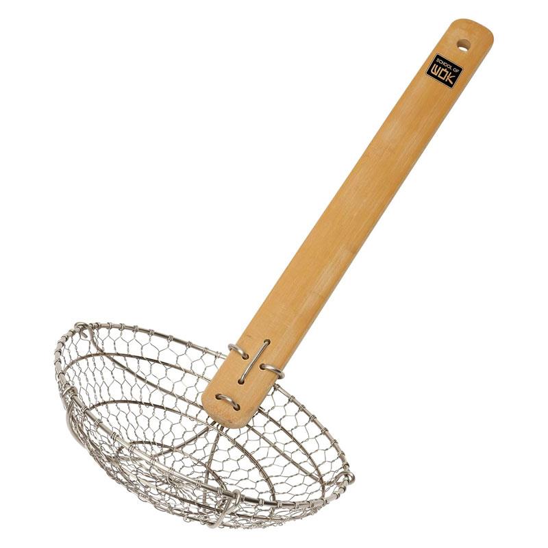 School of Wok Metal Birds Nest Wok Strainer 38cm Bamboo Handle Silver Main image
