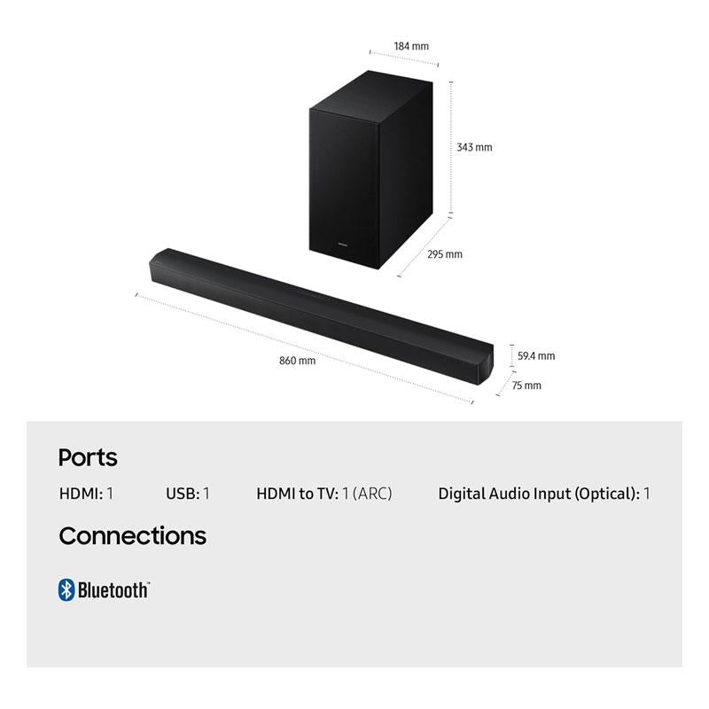Samsung 3.1ch B-Series Soundbar Wireless Subwoofer Dolby 5.1ch Black