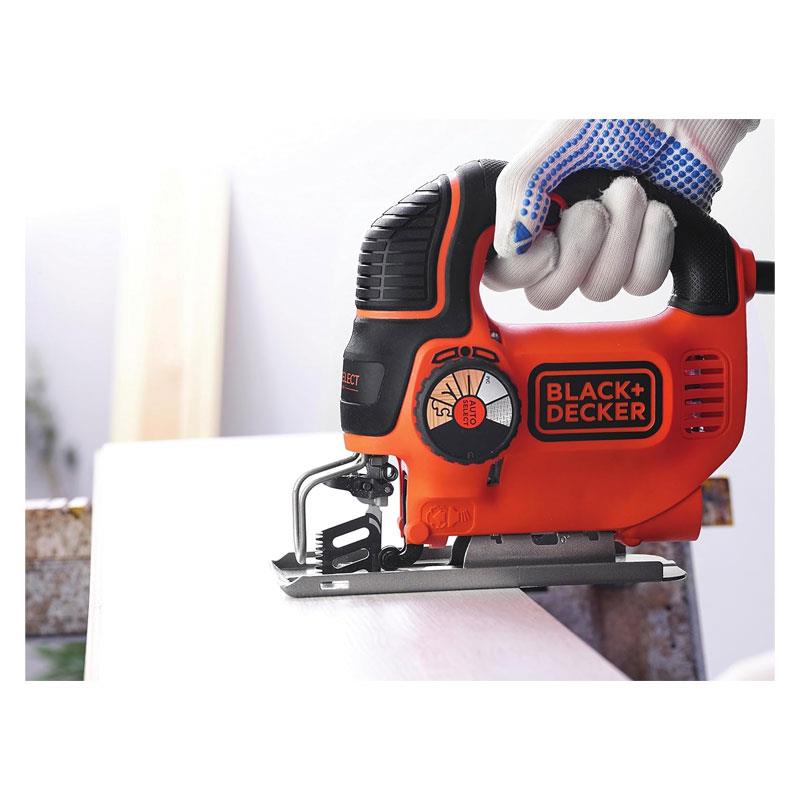 Black & Decker Autoselect Pendulum Jigsaw With Blade And Kit Box 550W 230V - Black/Orange