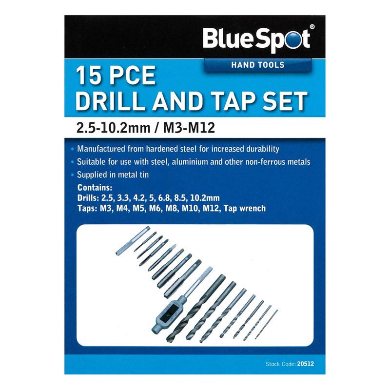 Blue Spot Tools Drill And Tap Set (M3-M12) (2.5-10.2mm) - 15 Piece
