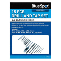 Blue Spot Tools Drill And Tap Set (M3-M12) (2.5-10.2mm) - 15 Piece