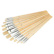 Silverline Artists Paint Brush Set Flat Tips 1-12mm 12 Piece