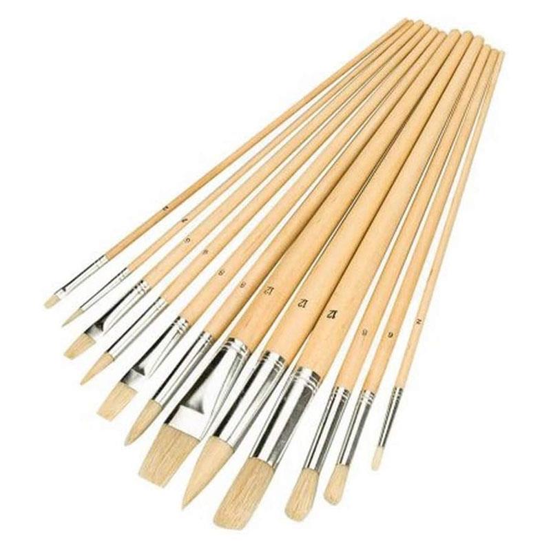 Silverline Artists Paint Brush Set Mixed Tips 1-12mm Brushes 12 Piece Main image