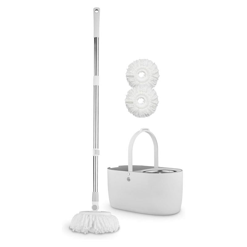 Swan Elevate Spin Mop And 5 Litre Bucket Set Stainless Steel Wringer White Main image
