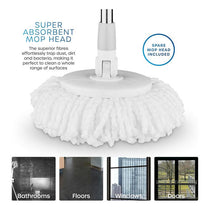 Swan Elevate Spin Mop And 5 Litre Bucket Set Stainless Steel Wringer White