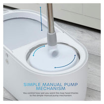 Swan Elevate Spin Mop And 5 Litre Bucket Set Stainless Steel Wringer White
