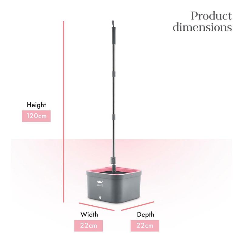 Swan x Lynsey Turbo Spin Mop 360° Rinse & Wring 2.5L Dual Tanks Microfibre Heads Pink/Grey Secondary image