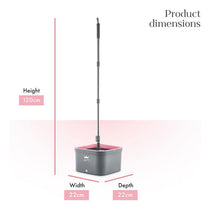 Swan x Lynsey Turbo Spin Mop 360° Rinse & Wring 2.5L Dual Tanks Microfibre Heads Pink/Grey