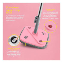 Swan x Lynsey Turbo Spin Mop 360° Rinse & Wring 2.5L Dual Tanks Microfibre Heads Pink/Grey