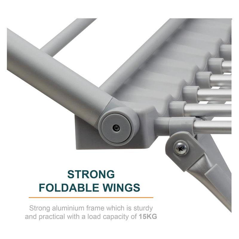 Ourhouse Heated Winged Electric Clothes Airer Drier 2 Foldable Wings Up To 15kg White