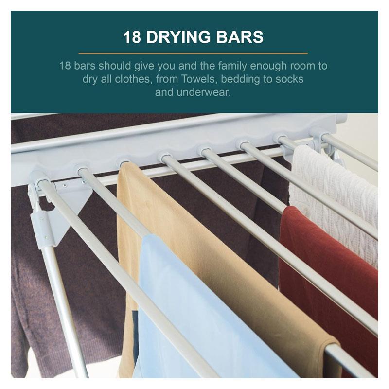 Ourhouse Heated Winged Electric Clothes Airer Drier 2 Foldable Wings Up To 15kg White
