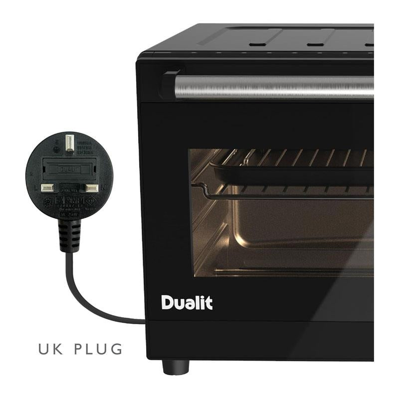 Dualit Electric Mini Oven 22 Litres Double Glazed Window Defrost Grill Roast & Bake Functions 1600W Black