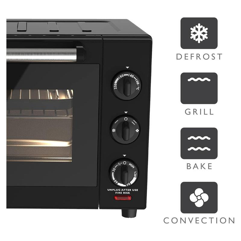 Dualit Electric Mini Oven 22 Litres Double Glazed Window Defrost Grill Roast & Bake Functions 1600W Black