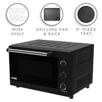 Dualit Electric Mini Oven 22 Litres Double Glazed Window Defrost Grill Roast & Bake Functions 1600W Black