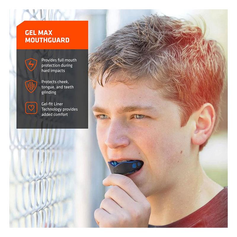 Shock Doctor Gel Max Mouthguard Junior Comfortable Triple-Layer Design Black Secondary image