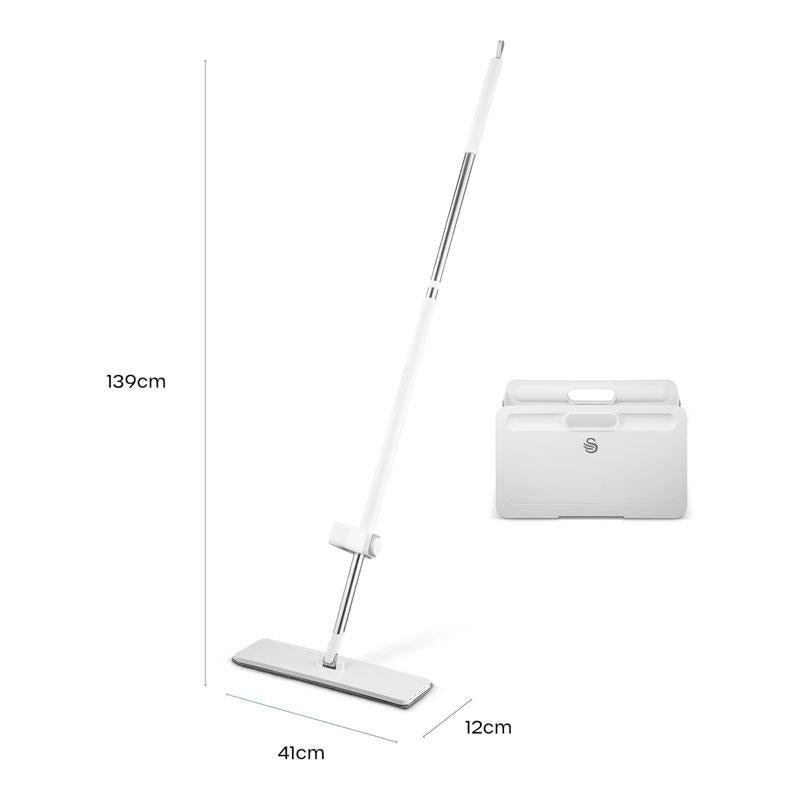 Swan Elevate Self-Wringing Flat Mop & Folding Bucket Set 2 Wringing Settings Microfibre Pad White Secondary image
