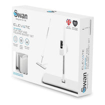 Swan Elevate Self-Wringing Flat Mop & Folding Bucket Set 2 Wringing Settings Microfibre Pad White