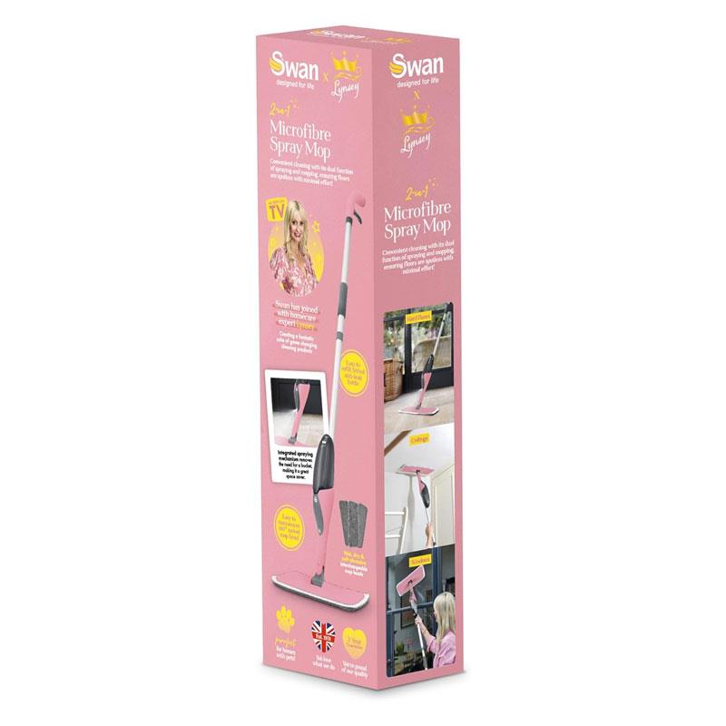 Swan Lynsey Queen of Clean Spray Mop Wet Mopping Pad Dry Dusting Pad Scrubbing Pad Cleaning Tool 500ml Anti-Leak Bottle
