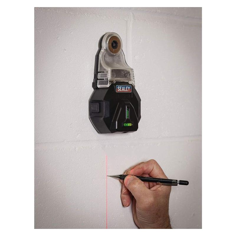 Sealey Vacuum Drill Dust Extractor Laser Light & Spirit Level 3.7V Black