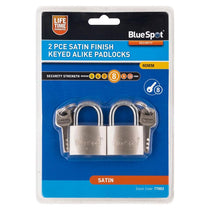 Blue Spot Tools 40mm Satin Finish Keyed Alike Padlocks 2 Piece