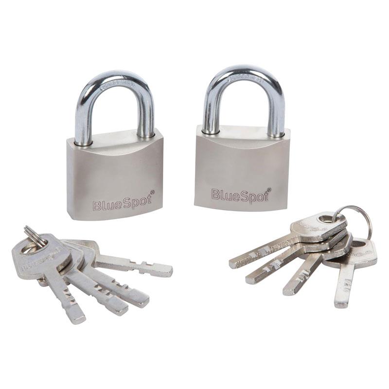 Blue Spot Tools 40mm Satin Finish Keyed Alike Padlocks 2 Piece