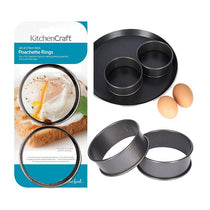 KitchenCraft Non Stick Poached Egg Fried Egg Crumpet Rings Set of 2 - Black