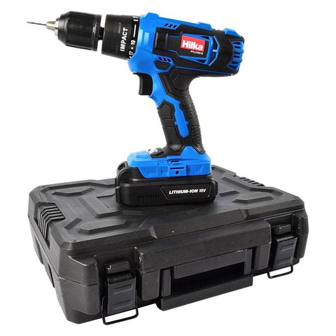 Hilka Tools 18V Li-ion Cordless Hammer Drill Combi Set With Case Bits And Charger Blue