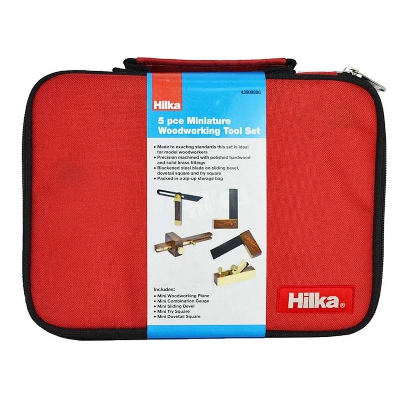 Hilka Tools Miniature Woodworking Tool Set In Bag 5 Piece
