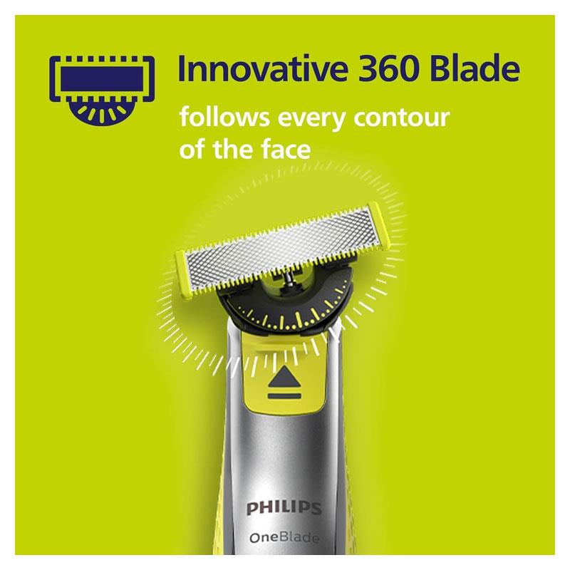 Philips Norelco 360 OneBlade Replacement Blade Pack of 3 Green & Black