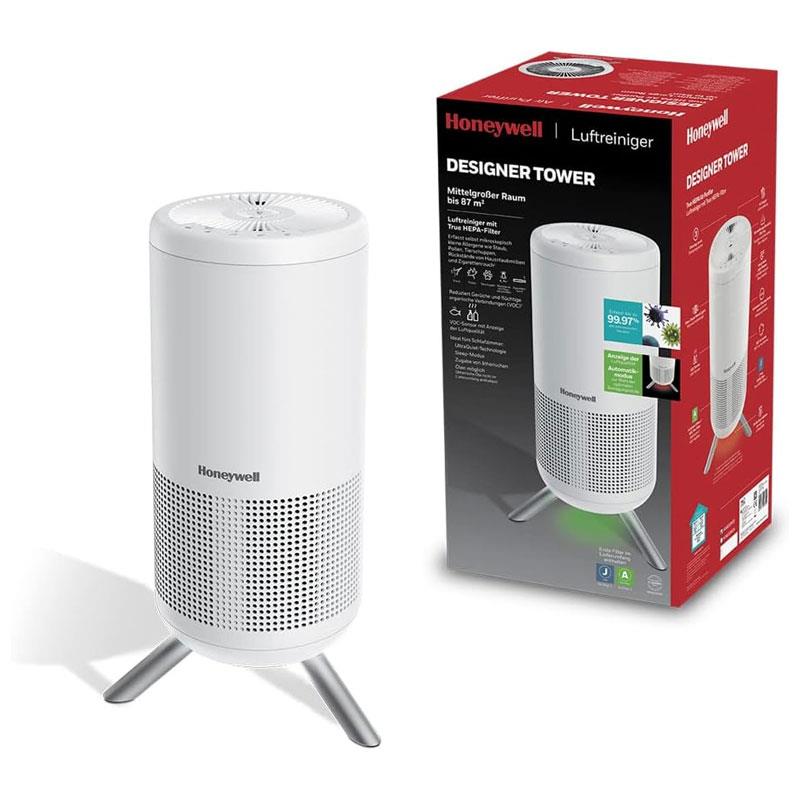 Honeywell Designer Tower Air Purifier True HEPA Filter Aroma Diffuser Ultra Quiet Sleep Mode White