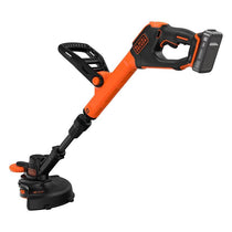 Black & Decker 18V Cordless Strimmer 28cm String Trimmer 2.0Ah Battery 400mA Charger Kit Black/Orange
