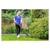 Black & Decker 18V Cordless Strimmer 28cm String Trimmer 2.0Ah Battery 400mA Charger Kit Black/Orange