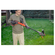 Black & Decker 18V Cordless Strimmer 28cm String Trimmer 2.0Ah Battery 400mA Charger Kit Black/Orange