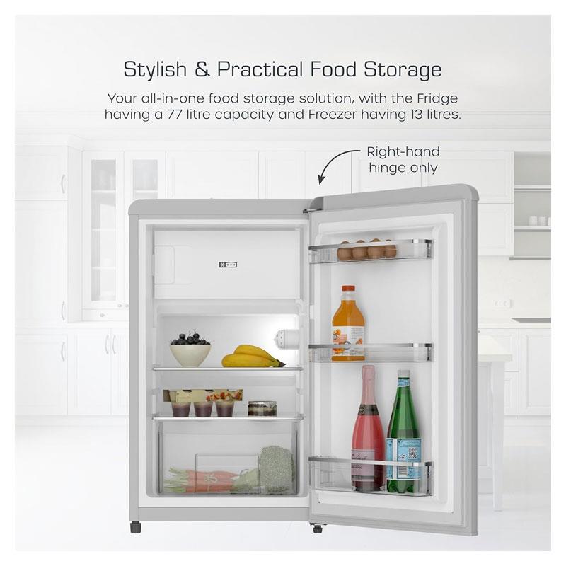Swan Retro Under Counter Fridge 77 Litres Fridge 13 Litres Freezer Capacity - Grey