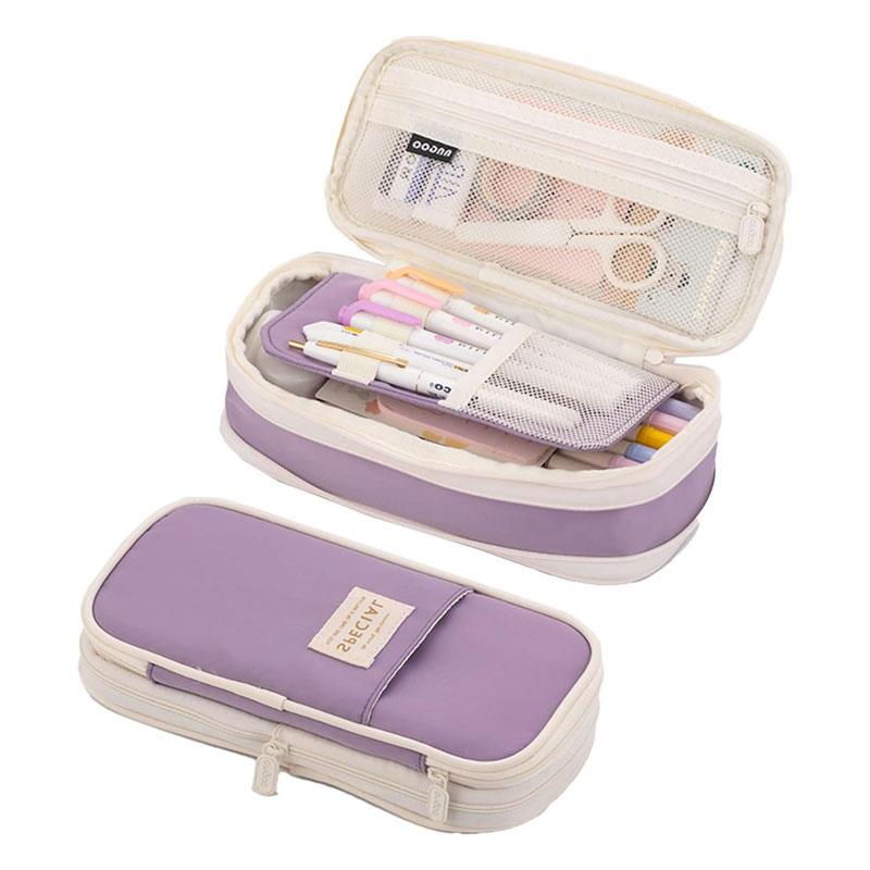 Kawaii Pencil Cases Large Capacity Pencil Bag Pouch Holder Box For Teen Students Girls - Lavender Main image