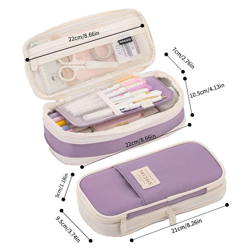 Kawaii Pencil Cases Large Capacity Pencil Bag Pouch Holder Box For Teen Students Girls - Lavender Secondary image