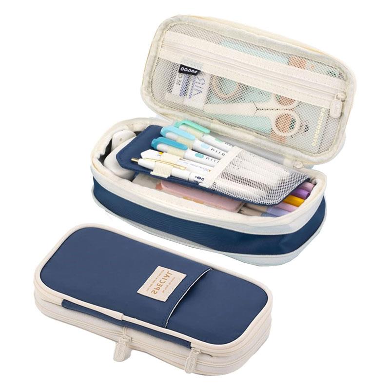 Kawaii Pencil Cases Large Capacity Pencil Bag Pouch Holder Box For Teen Students Girls - Navy Main image