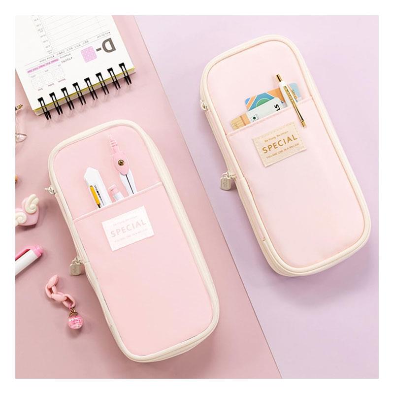 Kawaii Pencil Cases Large Capacity Pencil Bag Pouch Holder Box For Teen Students Girls - Pale Pink