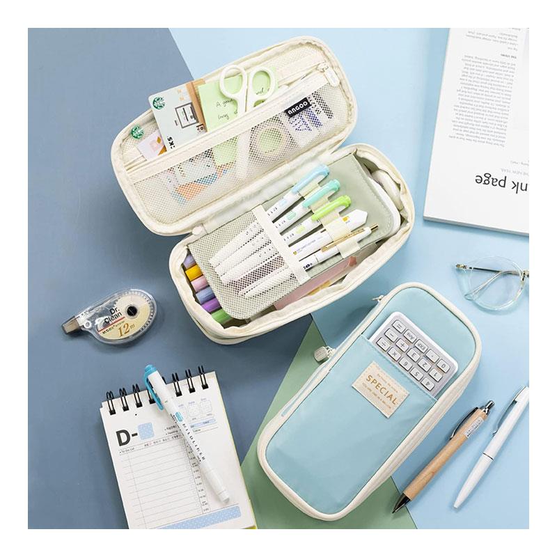 Kawaii Pencil Cases Large Capacity Pencil Bag Pouch Holder Box For Teen Students Girls - Sky Blue Secondary image